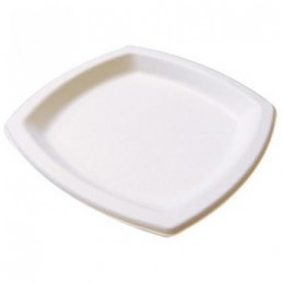 Assiette pulpe blanche carrée Ø 17 cm