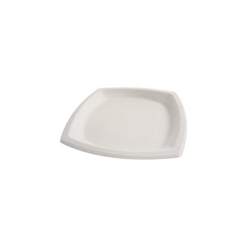 Assiette pulpe blanche carrée Ø 21 cm