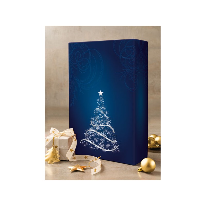 Coffret 3 bouteilles 75cl sapin bleu / argent